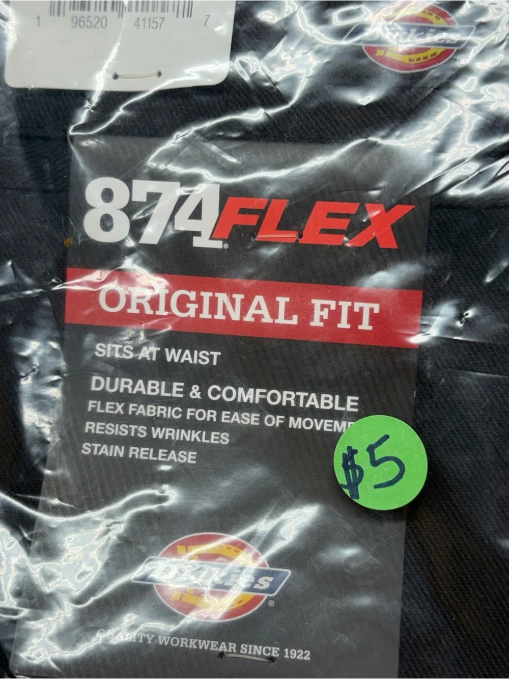 Dickies Mens 874F Classic Flex Original Fit Work Straight Leg Pants  BLK 32X32
